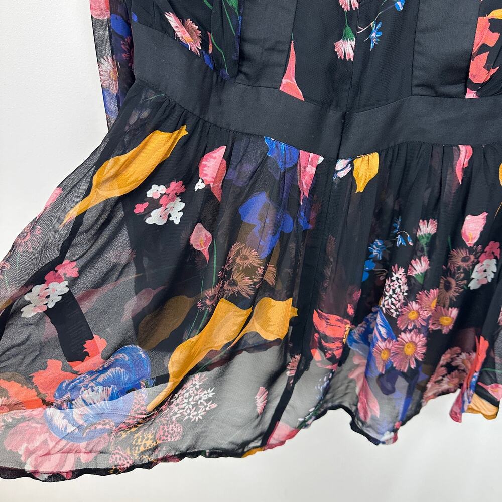 Anthropologie Maeve Floral Chiffon Blouse Open Back Tunic Cottagecore US 4 NWT - Picture 14 of 16